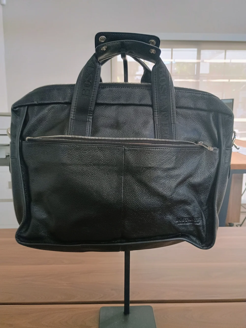 NWOT Bostanten Black Leather Laptop Bag -